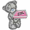 Teddy Bear Happy Birthday machine embroidery design